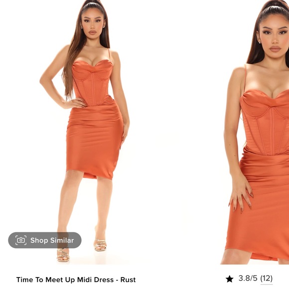 Fashion Nova Time to Meet sup MIDI Corset Dress Rust Orange Medium - Picture 5 of 6